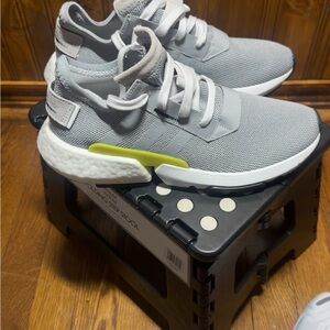 Em’s sneaker closet Adidas.. Gray and White Sneakers with Neon Accents BRAND NEW
